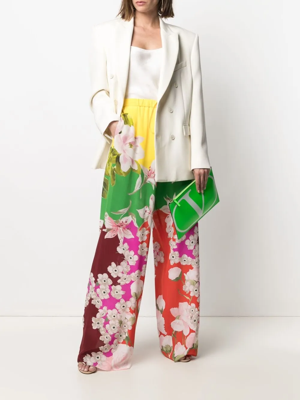 фото Valentino широкие брюки с цветочным принтом