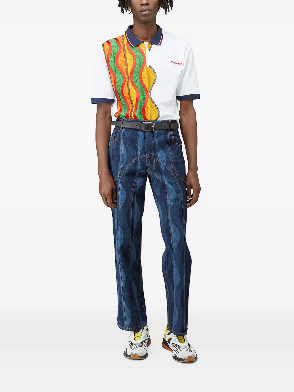  Ahluwalia Gemustertes Poloshirt   Weiß 