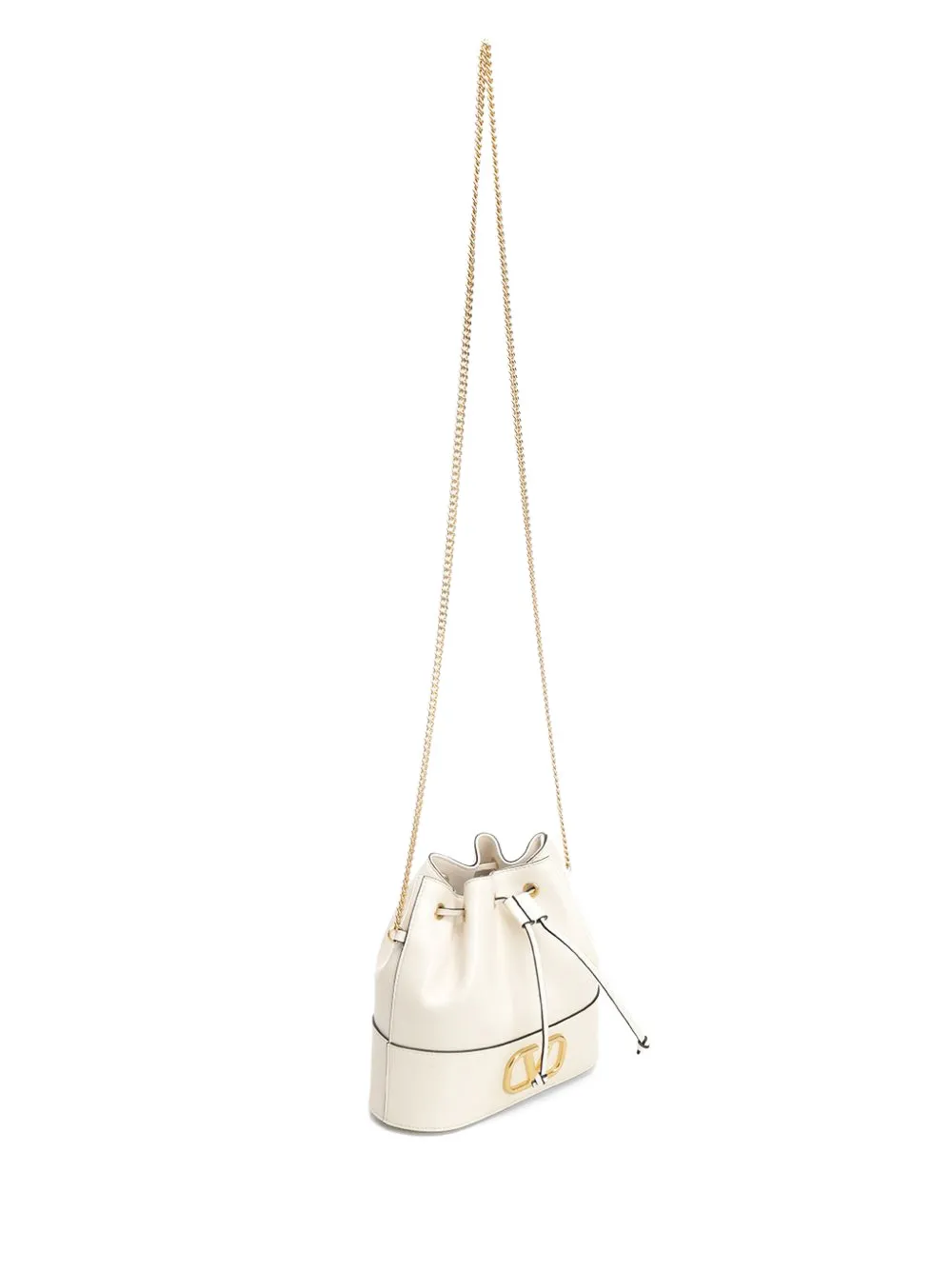 Valentino Garavani Mini Vlogo Signature Bucket Bag in Nappa Leather in White, view 3