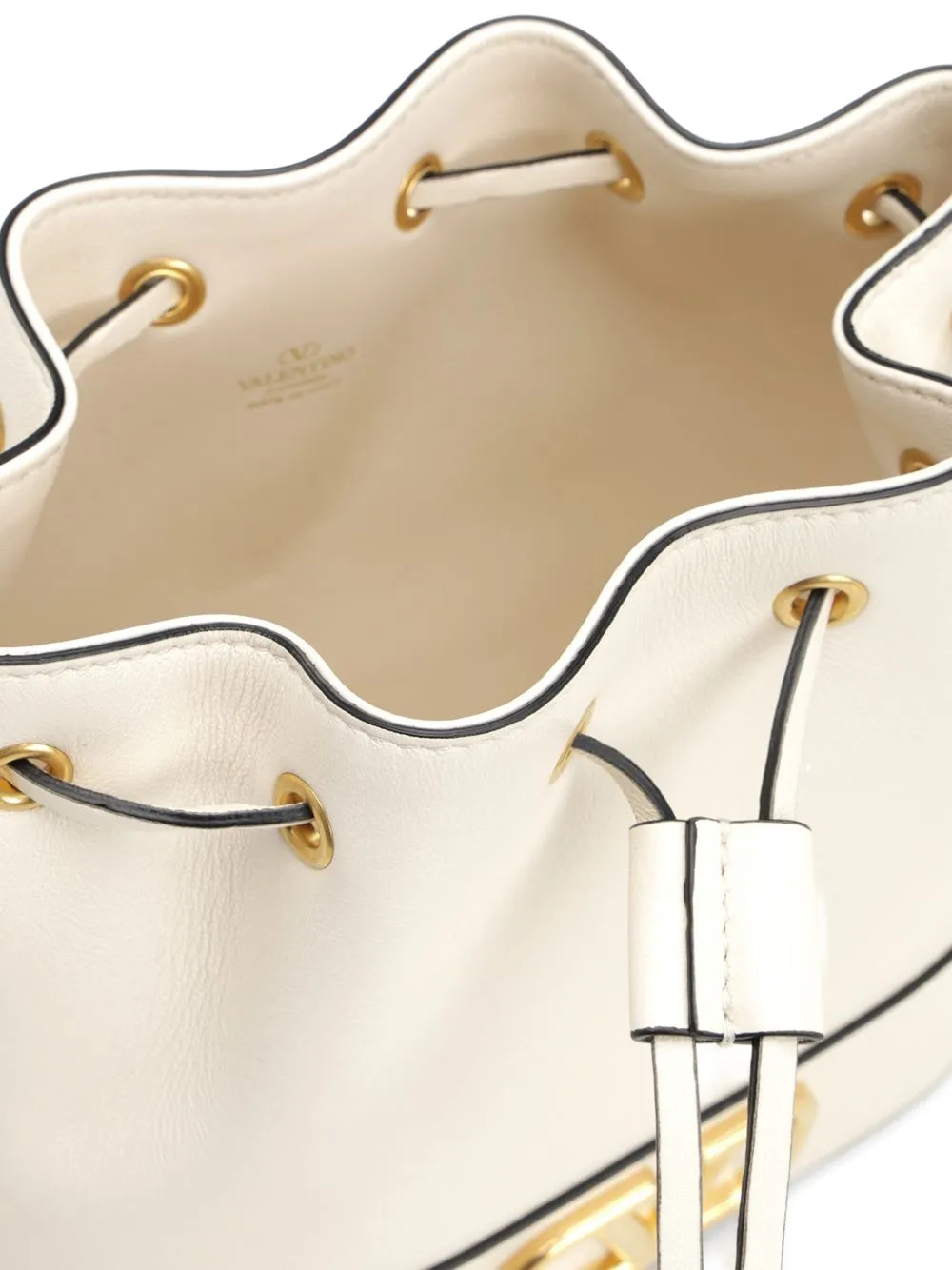 Valentino Garavani Mini Vlogo Signature Bucket Bag in Nappa Leather in White, view 4