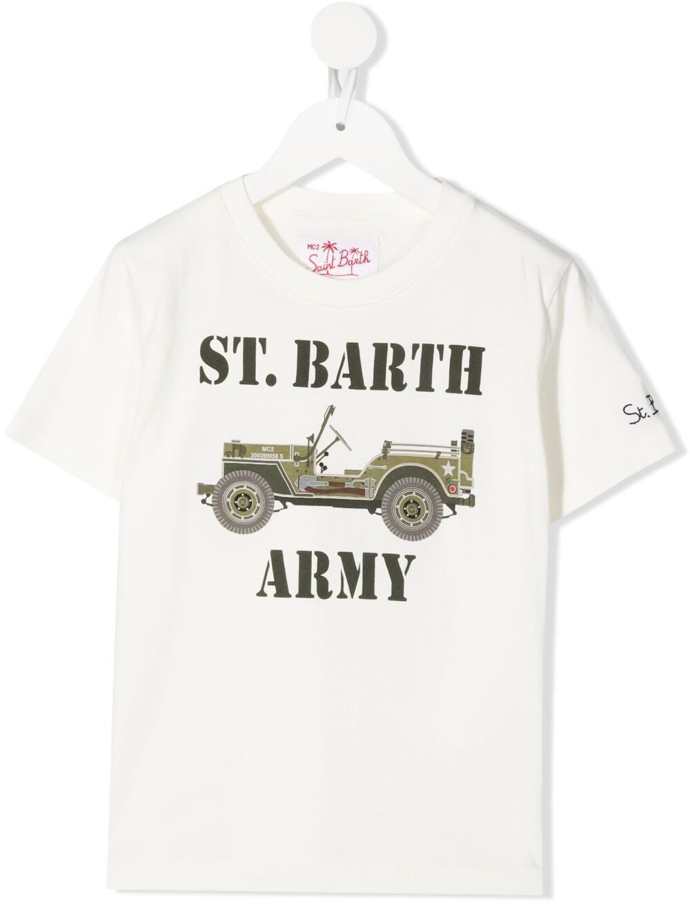 Mc2 Saint Barth Kids' Army-print Cotton T-shirt In White