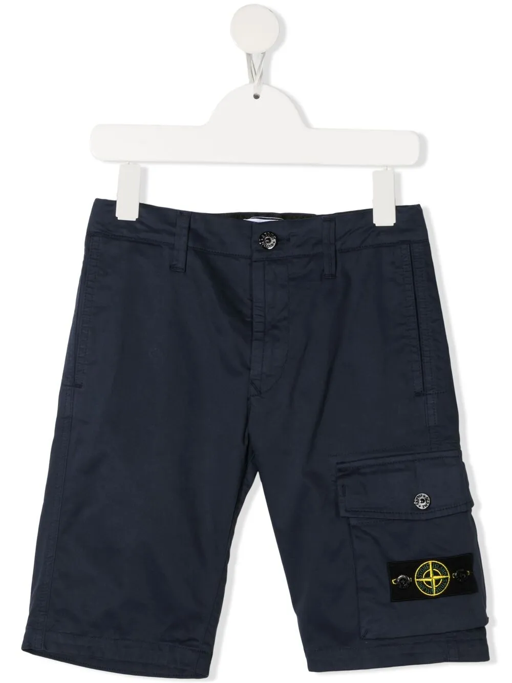 Stone Island Kids' Logo-patch Knee-length Shorts In Blue