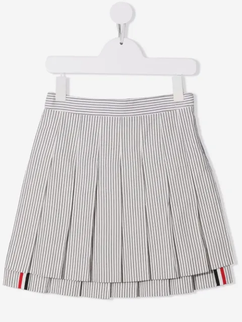 Thom Browne Kids RWB 스트라이프 디테일 박스 플리츠 스커트
