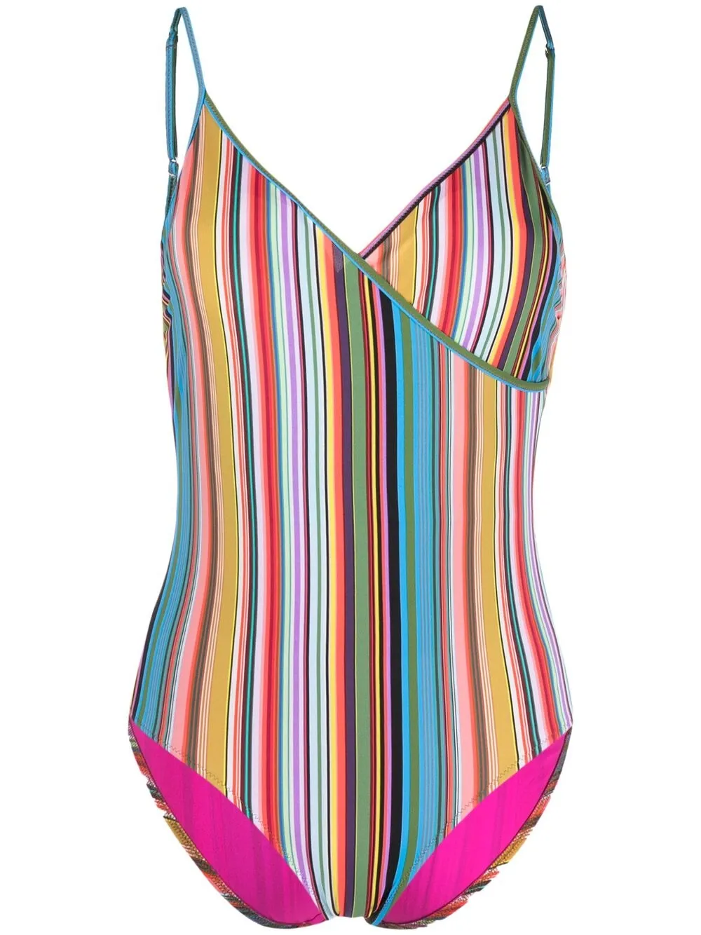 PAUL SMITH STRIPED V-NECK SWIMSUIT