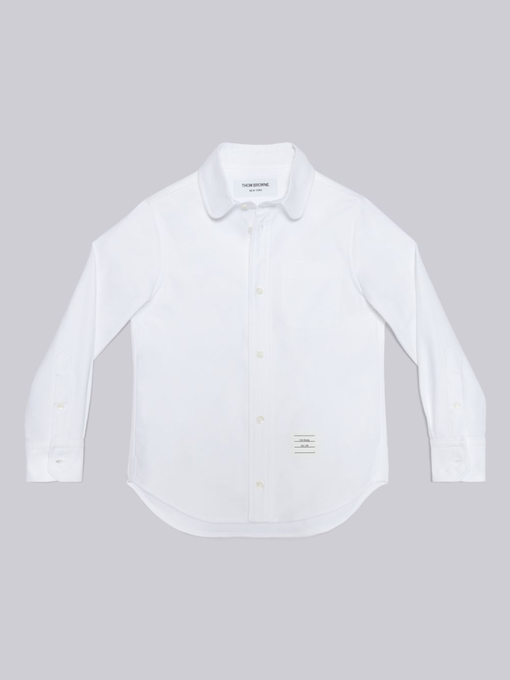 Thom Browne Kids' White Oxford Round Collar Shirt