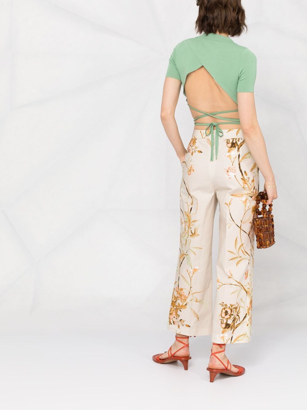 HIGH-WAIST FLORAL PRINT TROUSERS