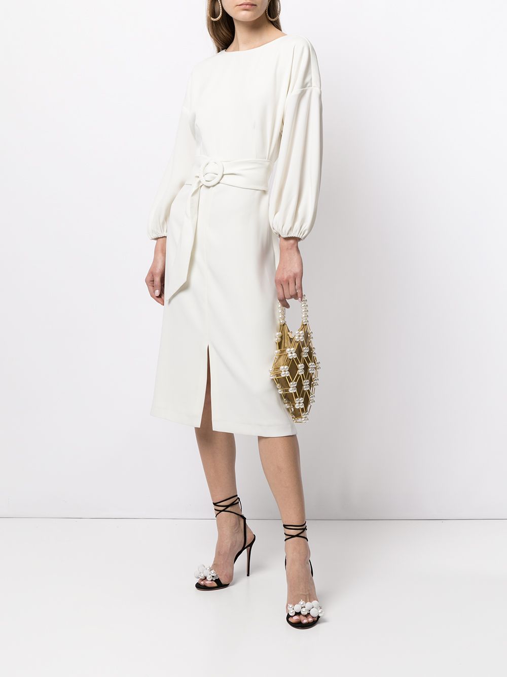Sachin & Babi Annie Blouson-sleeve Crepe Midi Dress In White | ModeSens