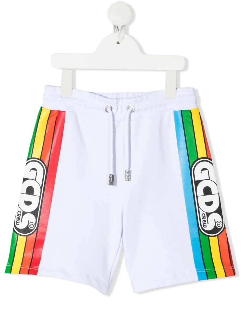 Gcds Teen Logo-print Track Shorts In White