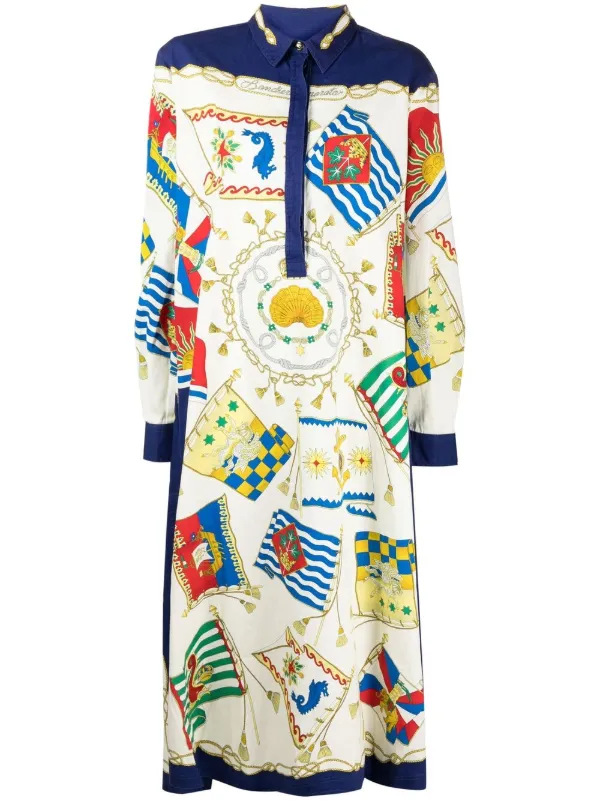Shop ETRO scarf-print shirt dress with 
