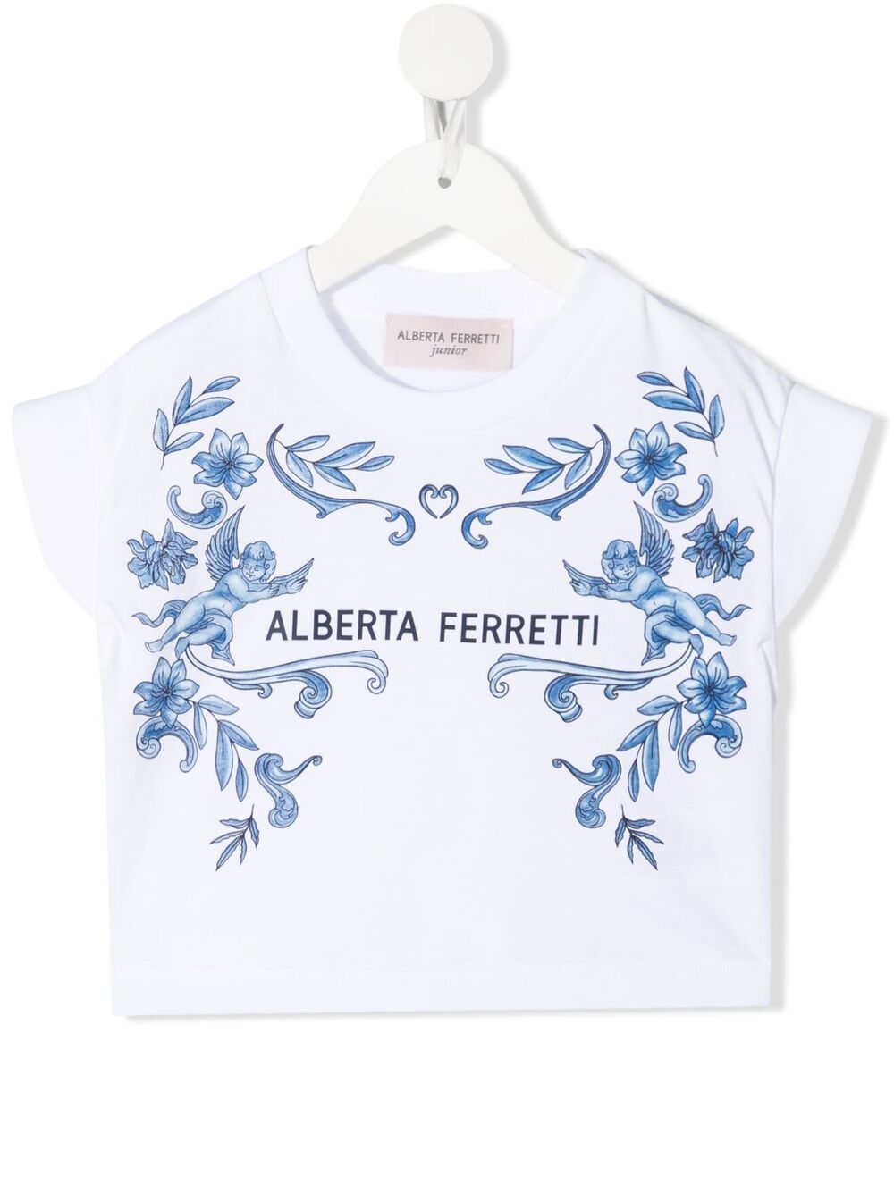 фото Alberta ferretti kids logo-print cropped t-shirt