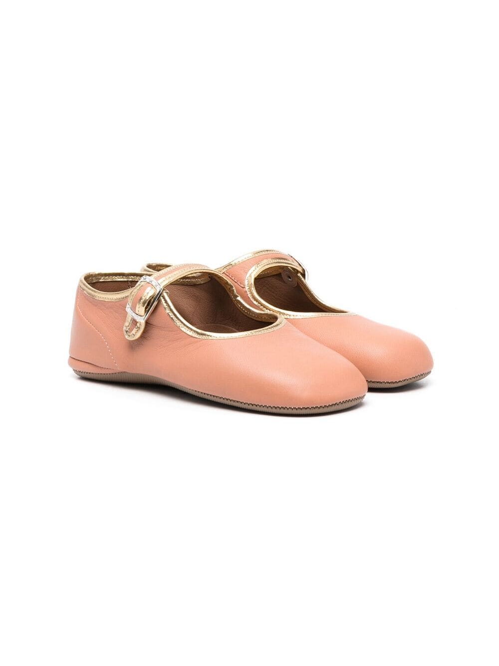 Pèpè Kids' Contrast-trimmed Leather Ballerinas In Pink