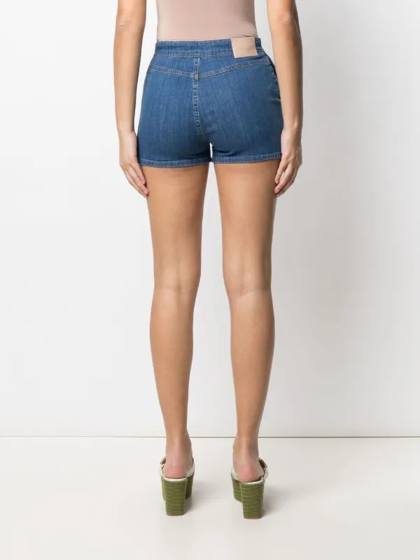 See By Chloé Signature rainbow-stitch Denim Shorts Blue