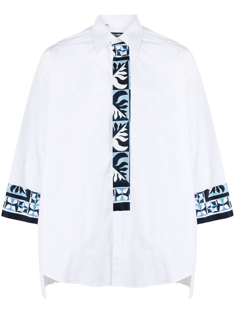 Dolce & Gabbana Majolica-print Panelled Shirt In White