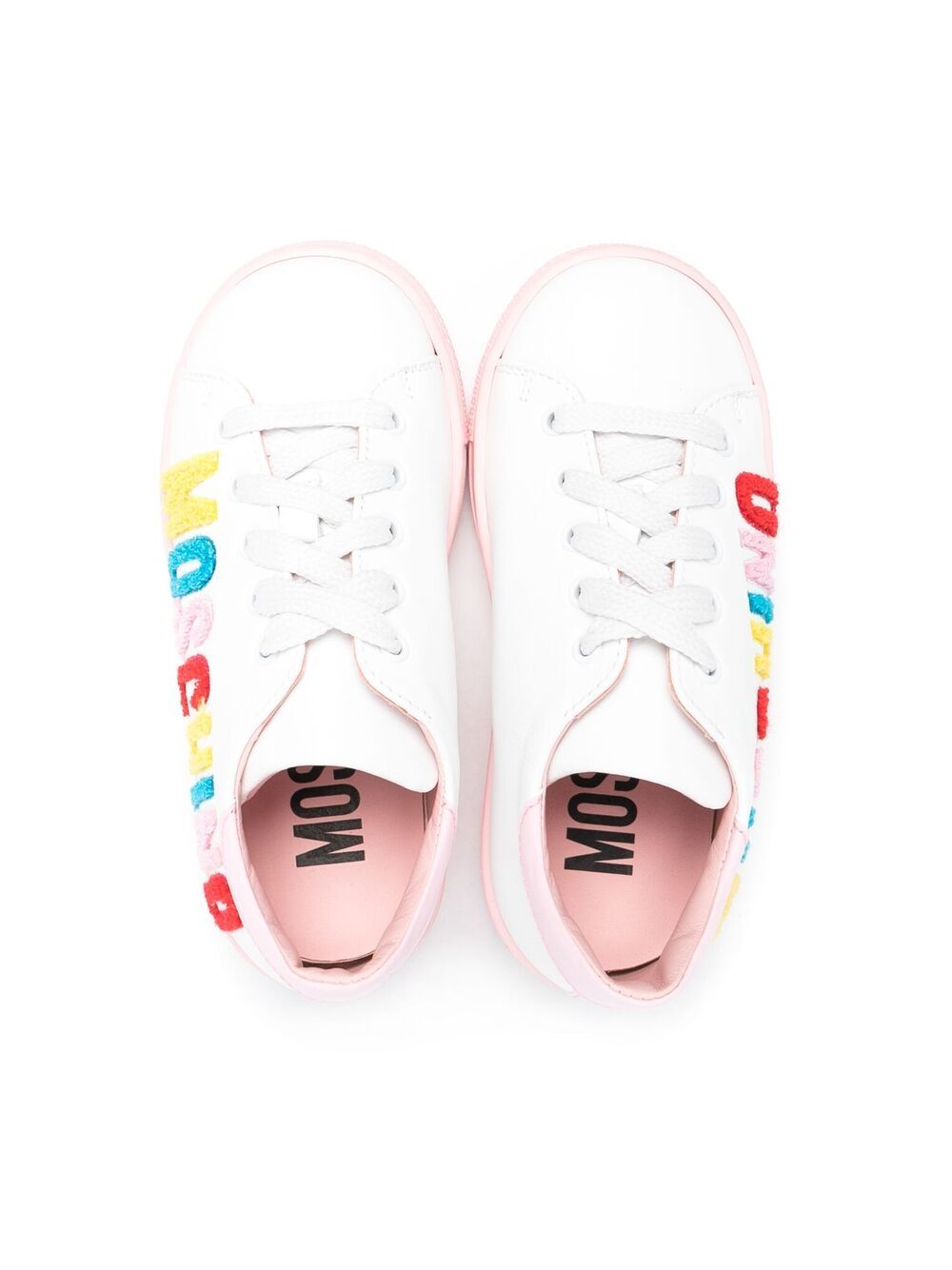 Shop Moschino Logo Lettering Sneakers In White