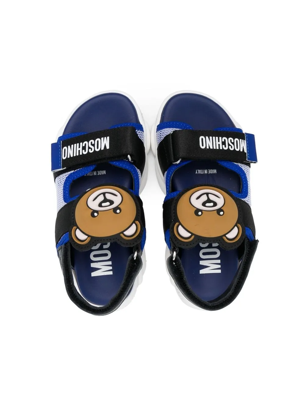Moschino Kids teddy bear-patch sandals Blue