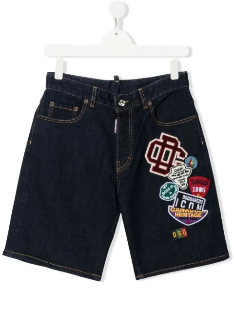 Dsquared2 Kids شورت جينز بشارات شعارات متعددة