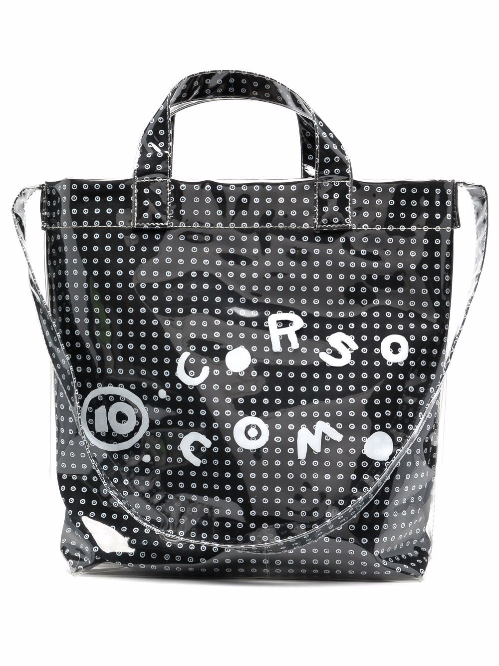 coated logo-print tote bag