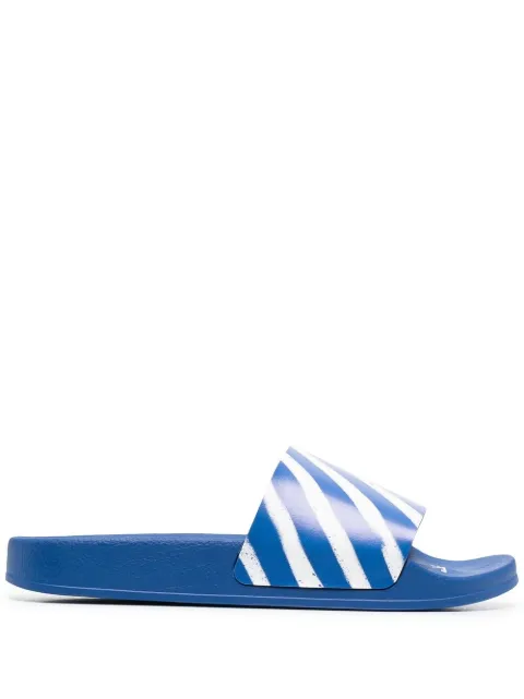 Off-White Diag-print flat slides