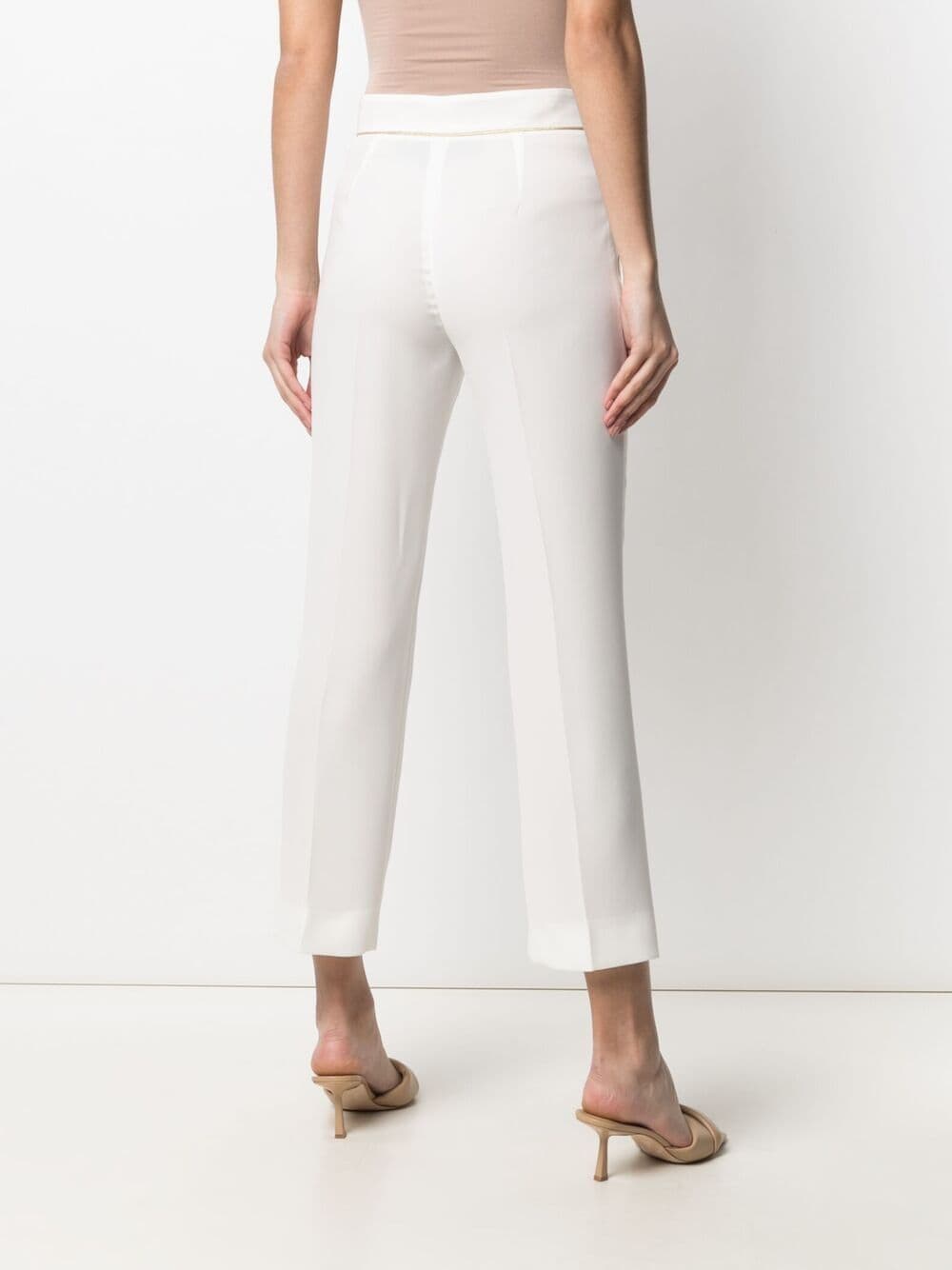 Shop Max Mara Cropped Straight-leg Trousers In 白色