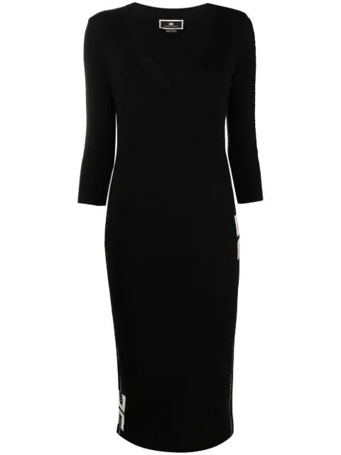 logo-band fitted midi dress for women 