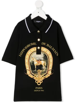 Balmain Kids Horse Print Polo Shirt Farfetch