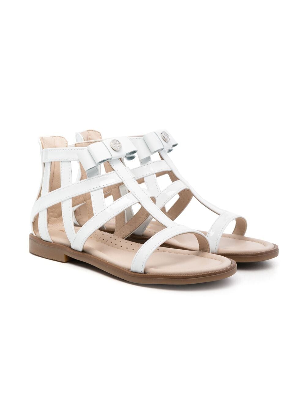 Florens Kids' Front Bow Cage Sandals In White