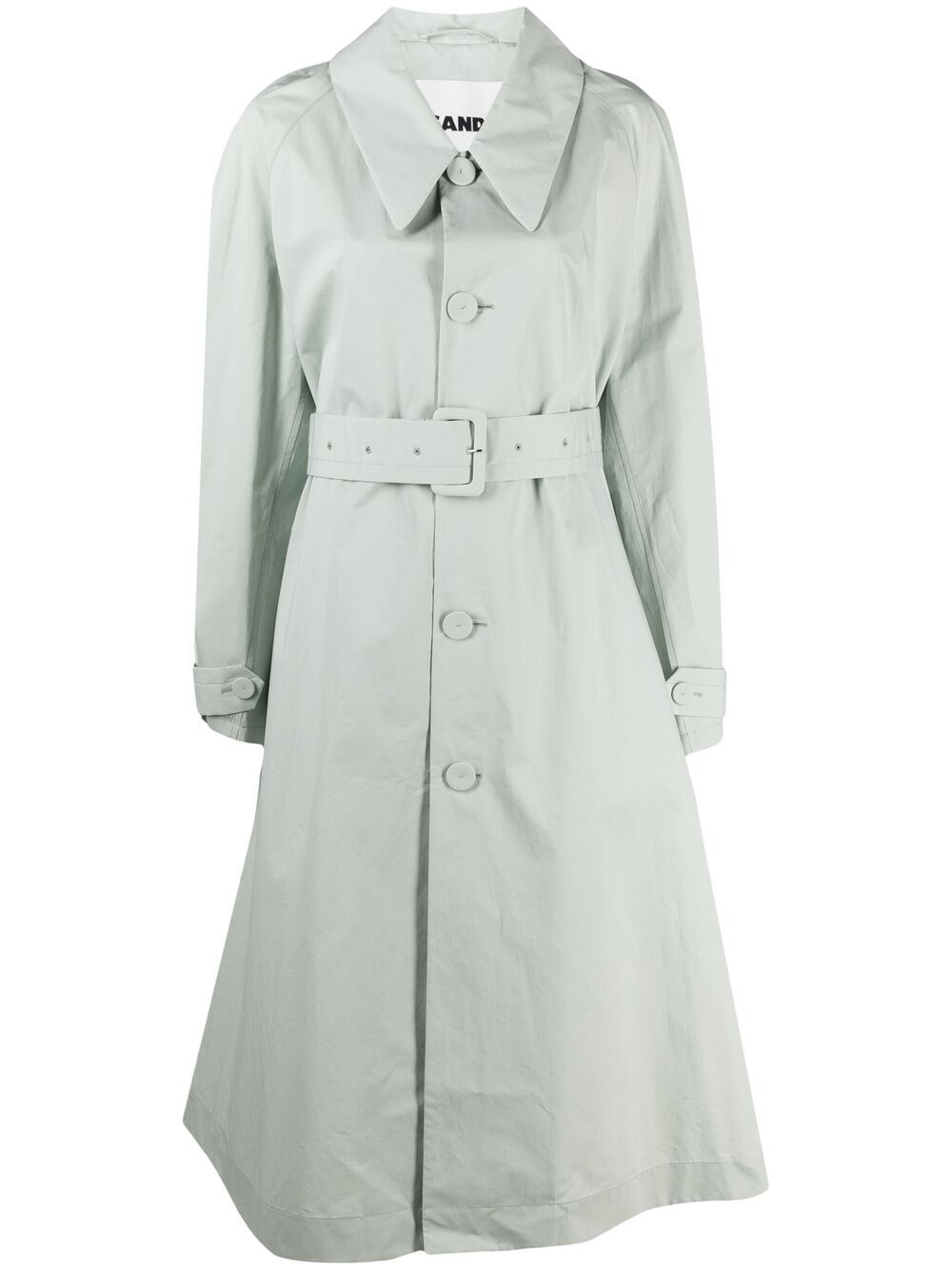 Jil Sander Belted A-line Trench Coat In Green | ModeSens