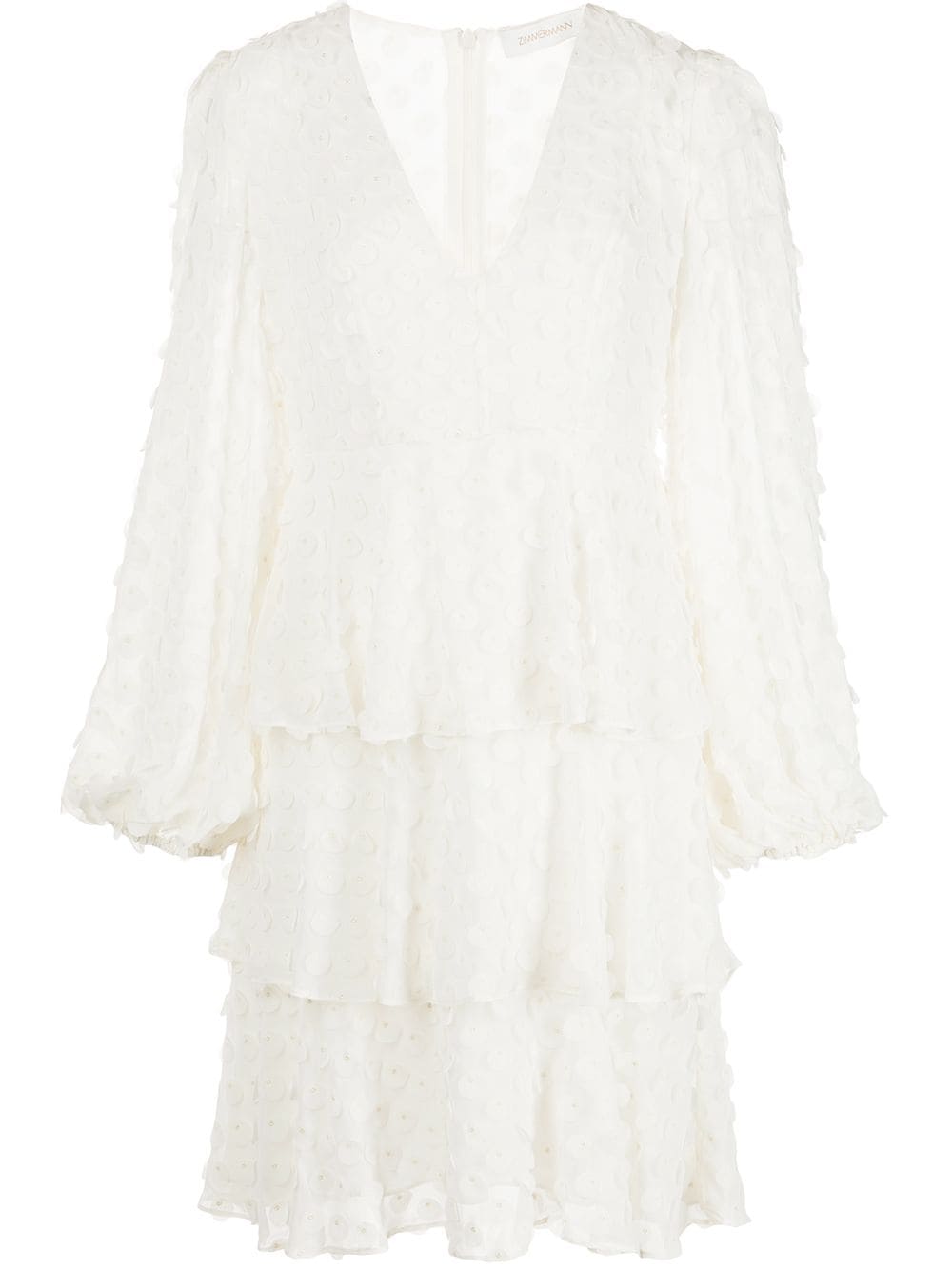 Zimmermann Textured Dot-detail Mini Dress In White