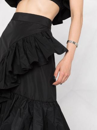 high-waisted ruffle-detail skirt展示图