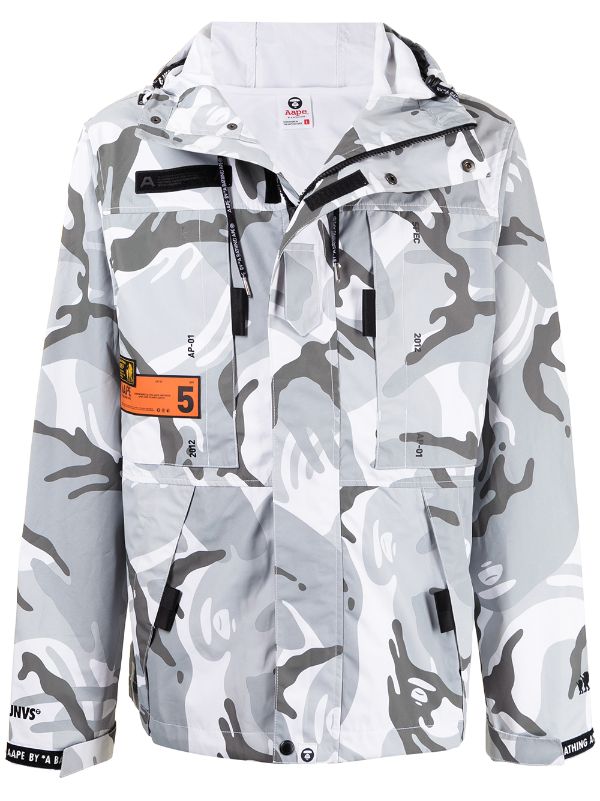 Buy Aape By A Bathing Ape men camouflage long sleeve hooded jacket  windbreaker jacket black and dark grey combo Online