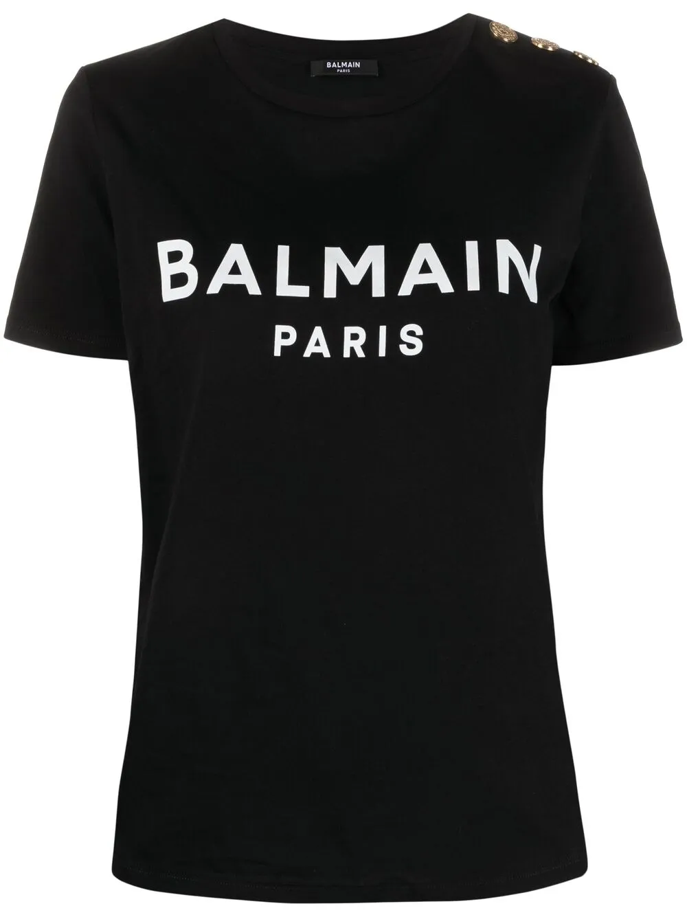 Shop Balmain Logo-print Cotton T-shirt In Black