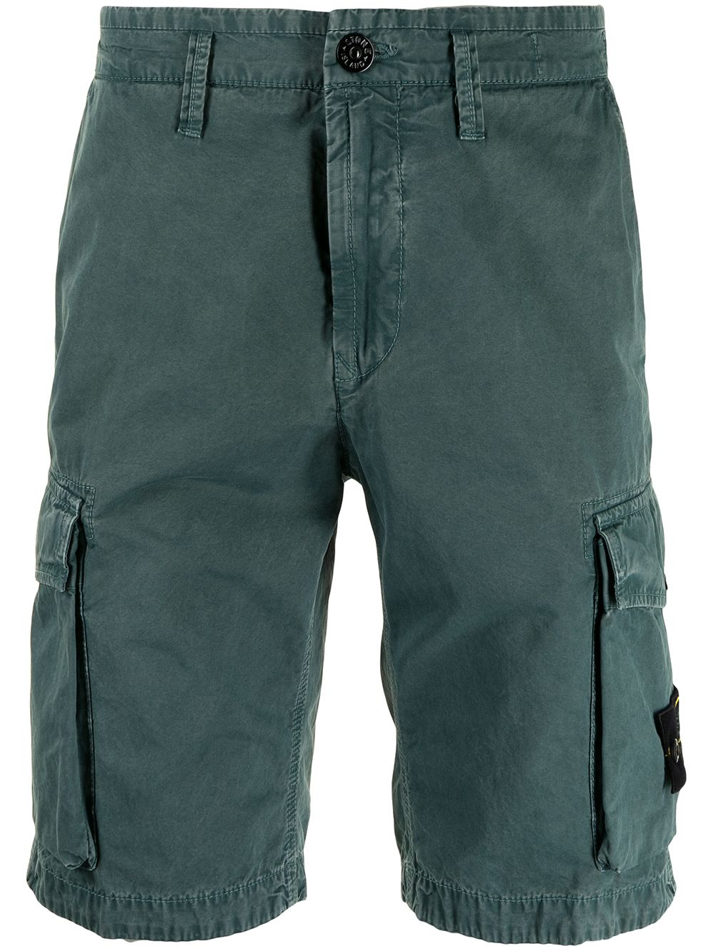 Stone Island Logo-patch Cotton Cargo Shorts In Green