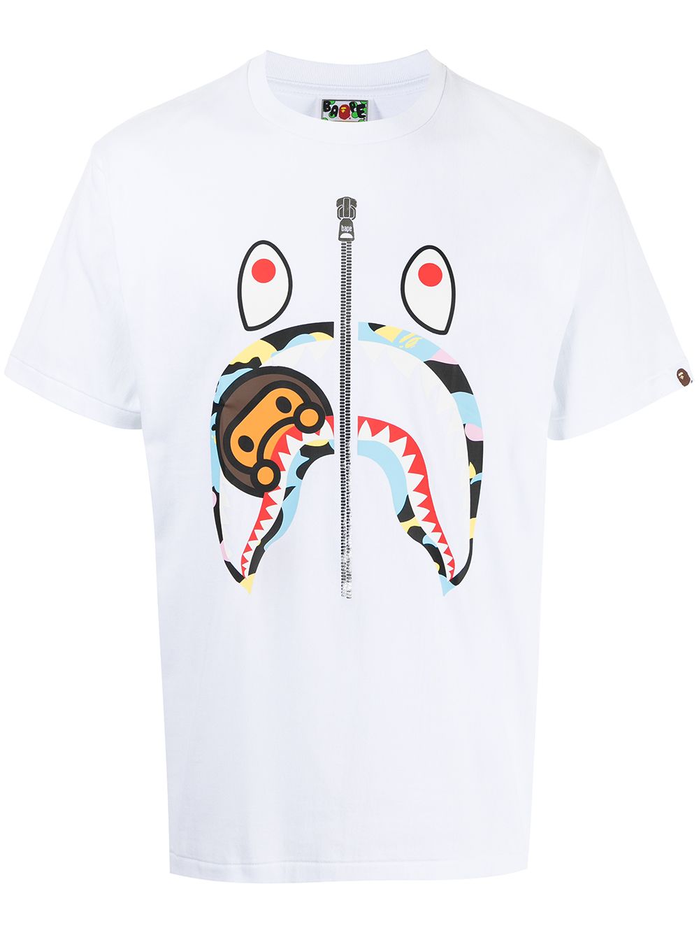 A Bathing Ape Shark Print Cotton T-shirt In White