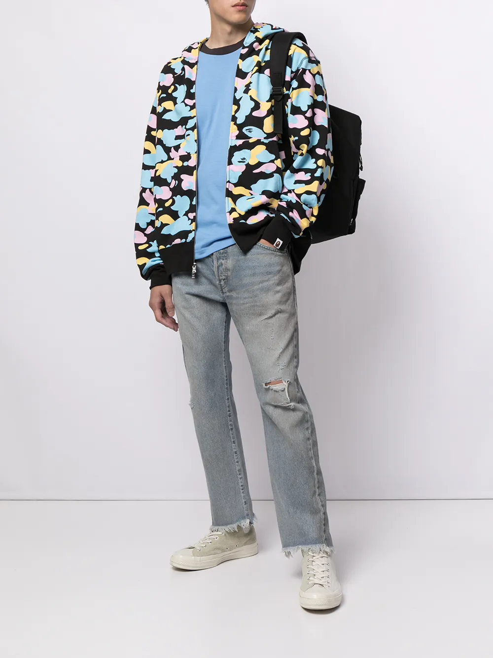 фото A bathing ape® худи на молнии с камуфляжным принтом