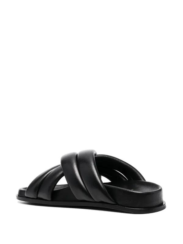 【関税込み】Lizzie Slides - Anine Bing - Leather - Black ANINE BING Lizzie Leather cross-strap Slides | Black | FARFETCH