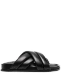 ANINE BING Lizzie leather cross-strap slides - Black