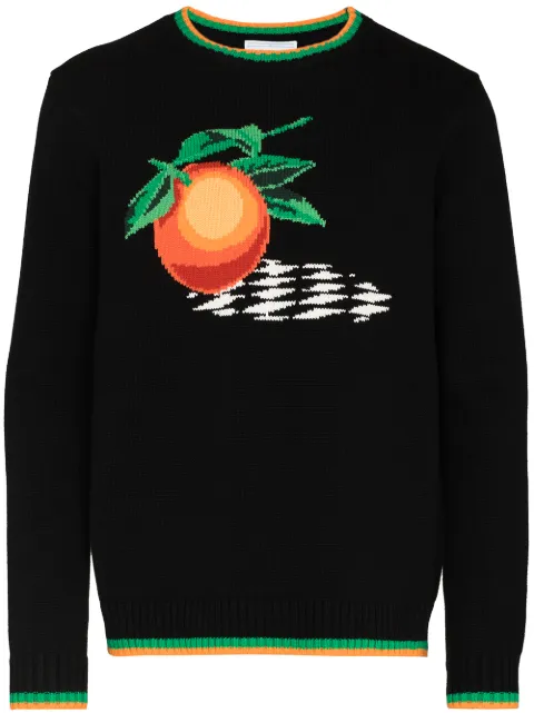 Casablanca CASA ORANGE INTS KNT CRW SWTR BLK