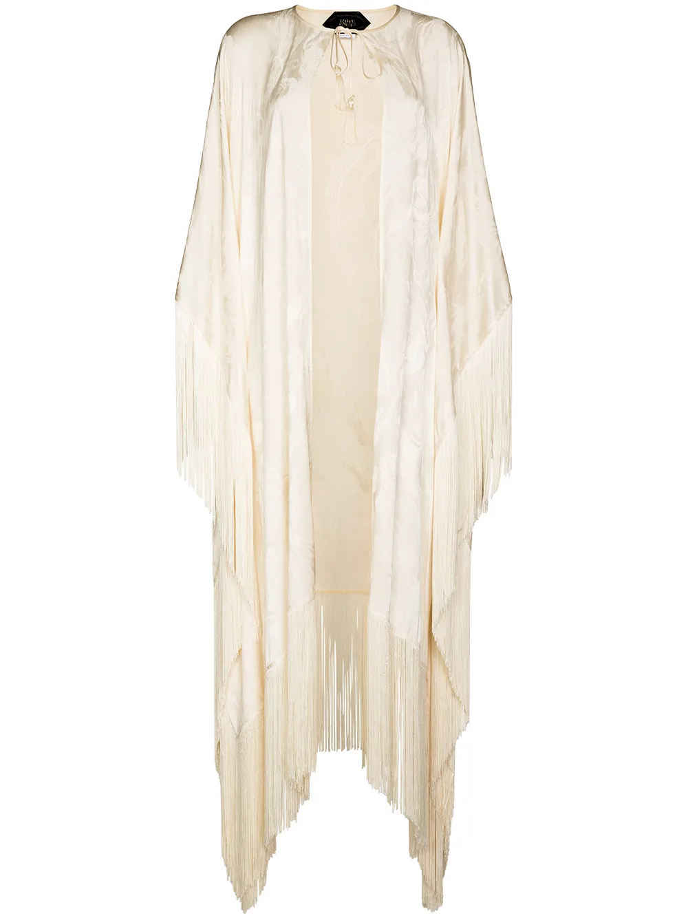 фото Taller marmo tassel-trim fringed jacquard cape