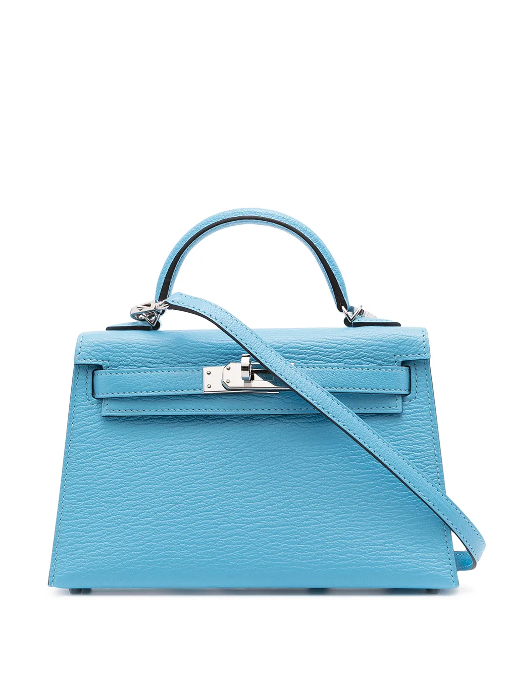 Kelly mini leather handbag Hermès Blue in Leather - 35875584