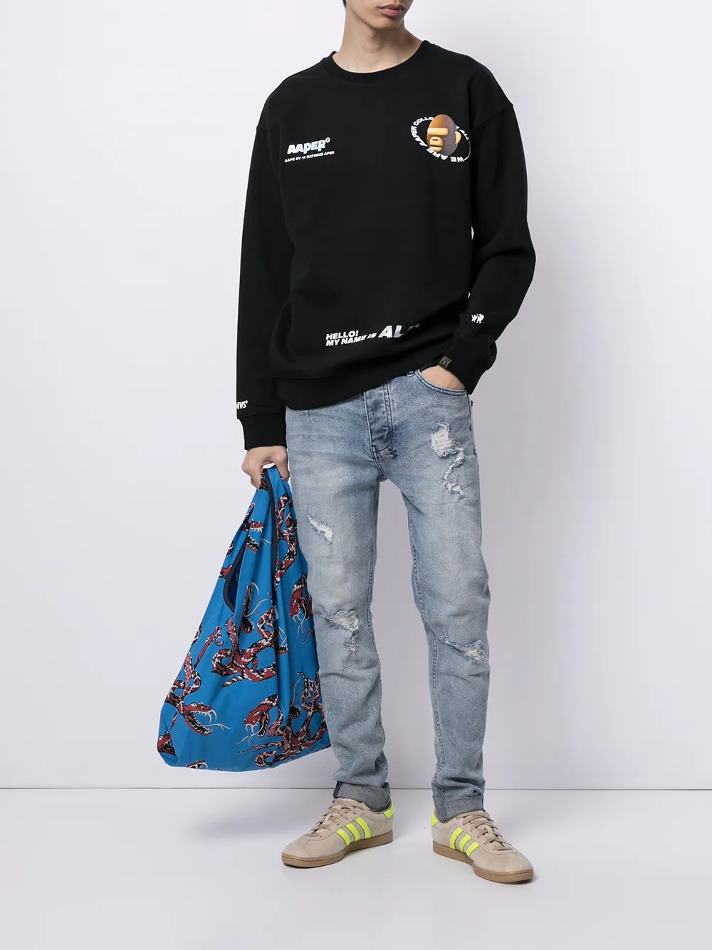 AAPE BY *A BATHING APE® Sweater met logoprint - Zwart
