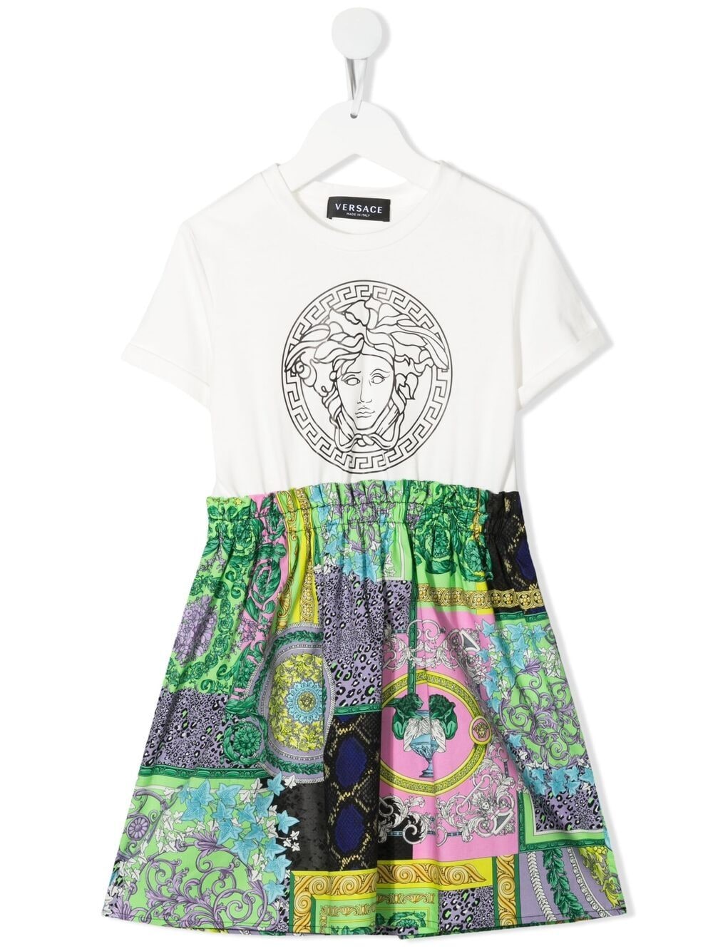 фото Versace kids пальто в технике пэчворк с логотипом