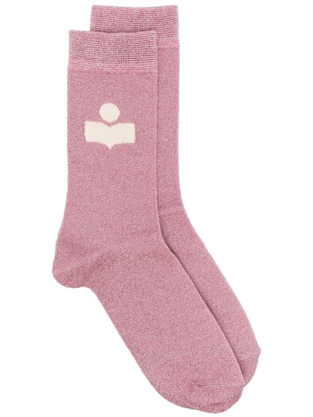 ISABEL MARANT METALLIC LOGO-INTARSIA SOCKS