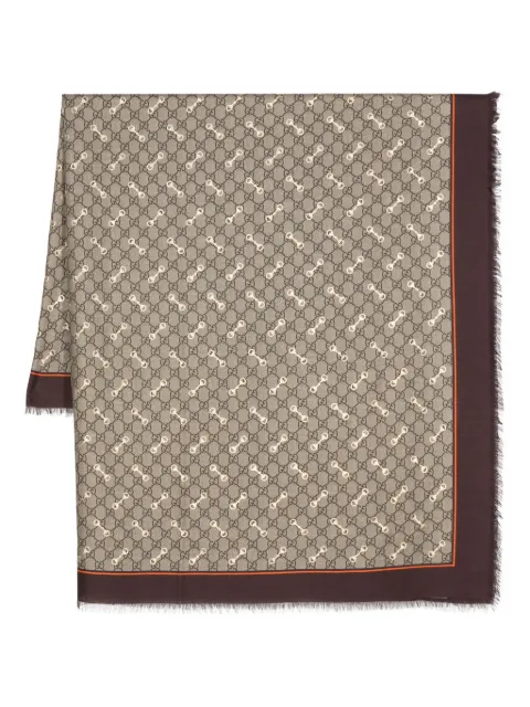 Gucci GG Horsebit-print frayed scarf