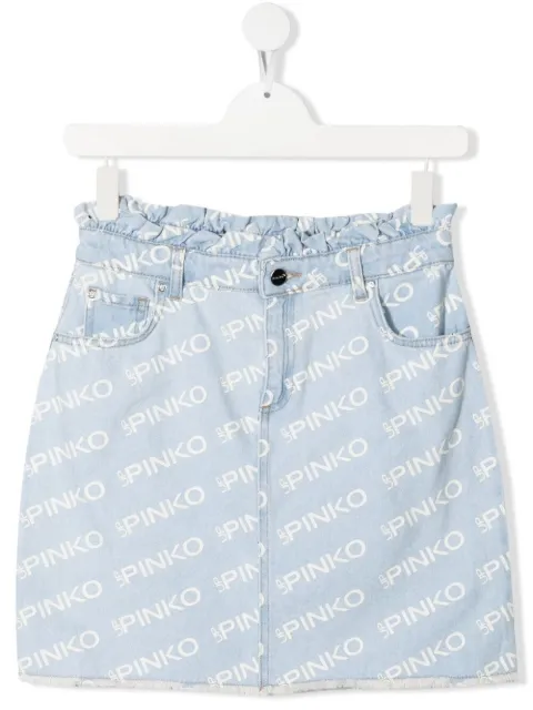 Pinko Kids تنورة جينز بطبعة شعار الماركة