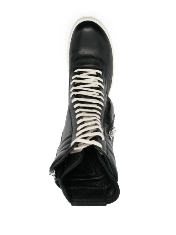 rick owens black and white boots