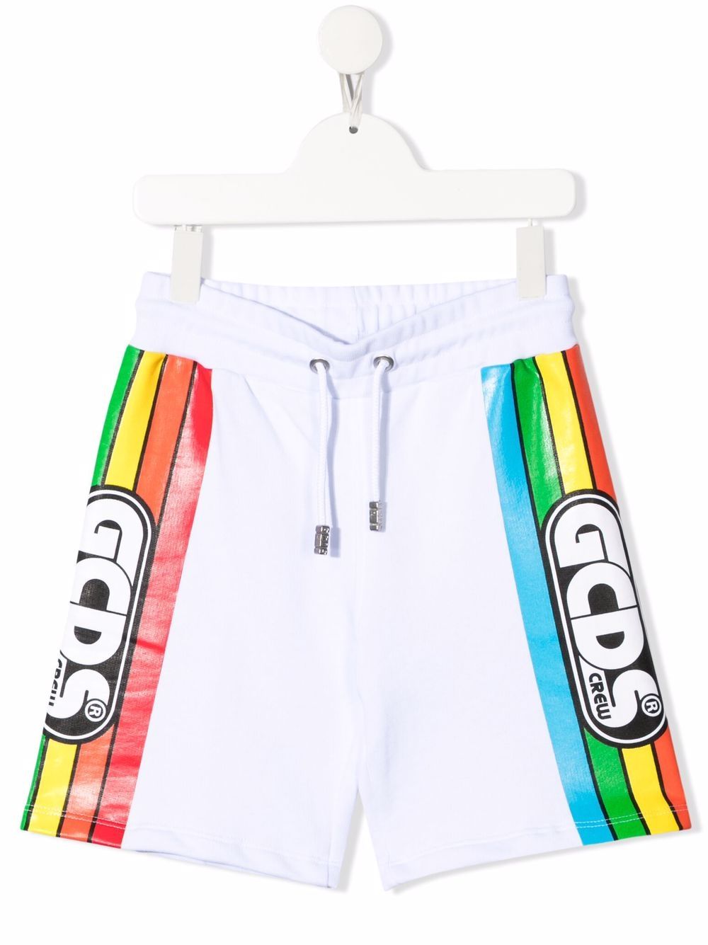 Shop Gcds Logo-print Track Shorts In Weiss