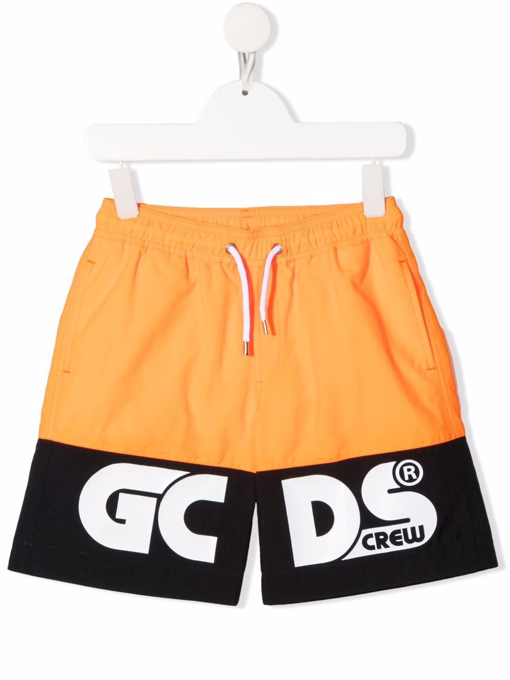 Gcds Colour-block Logo-print Swim Shorts In Orange