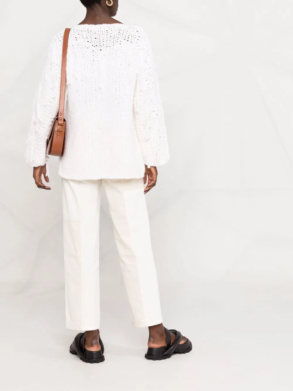 Iris Von Arnim Round-neck Open-knit Jumper In White