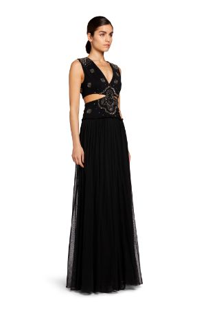Crystal-Embellished Cut-Out Maxi Dress
