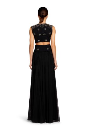 Crystal-Embellished Cut-Out Maxi Dress